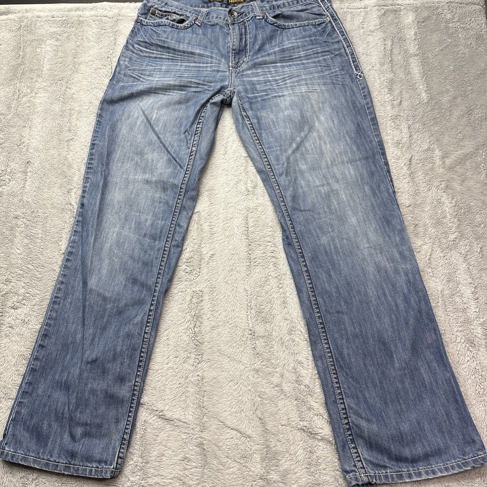 Helix Men's Jeans Size 3x432 Medium Wash Relaxed Fit‎ Straight Leg Blue Denim
